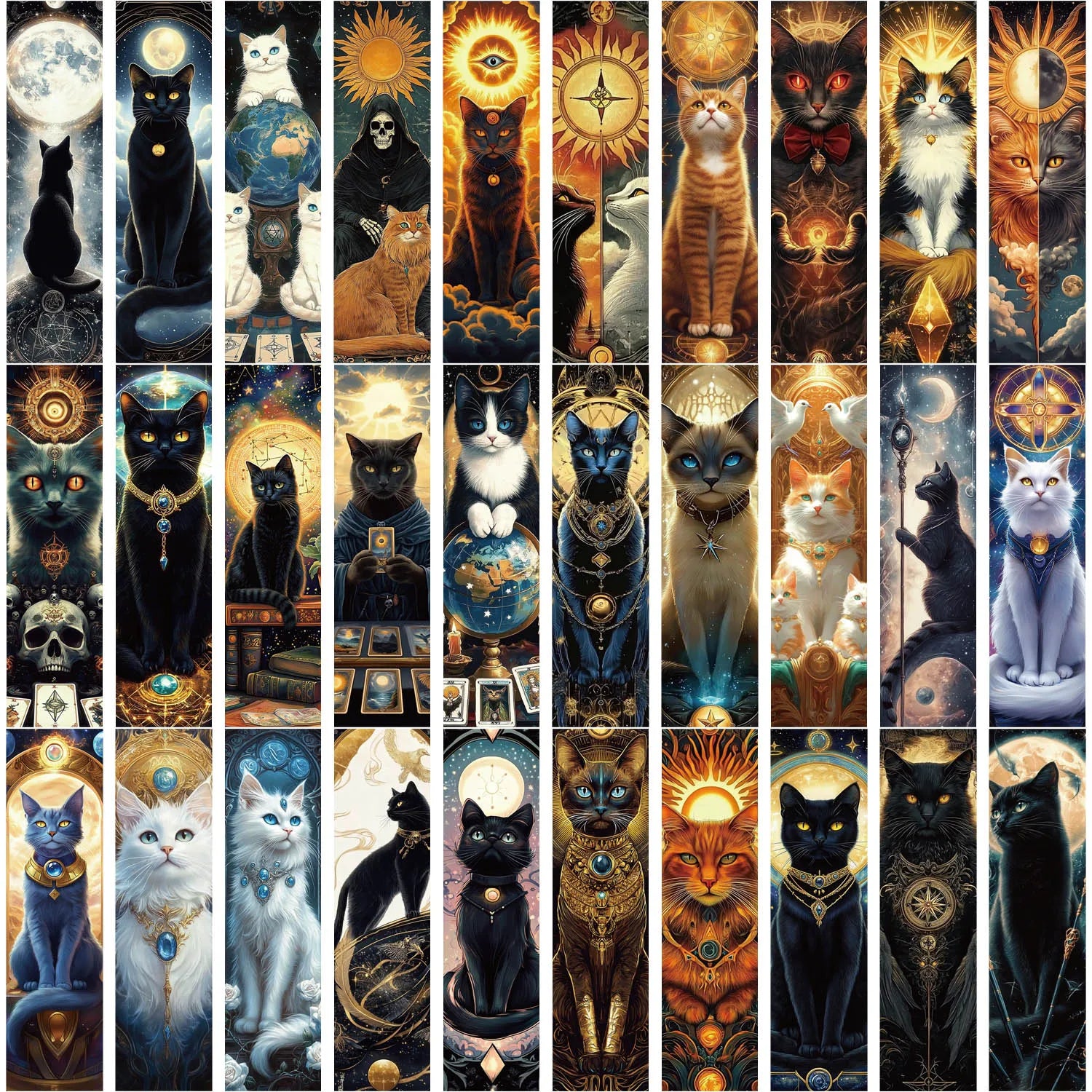 Lesezeichen Set Mystische Katzen des Universums