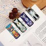 Magnetisches Lesezeichen Set – Katzen im Glasfenster-Stil