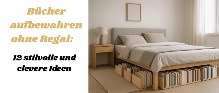 Bücher aufbewahren ohne Regal: 12 stilvolle und clevere Ideen