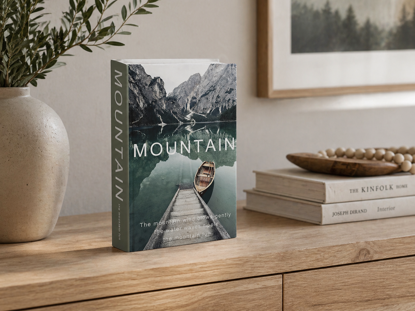 Deko Buch Stille der Berge – Dekoratives Buch mit Stauraum für ruhige Wohnräume