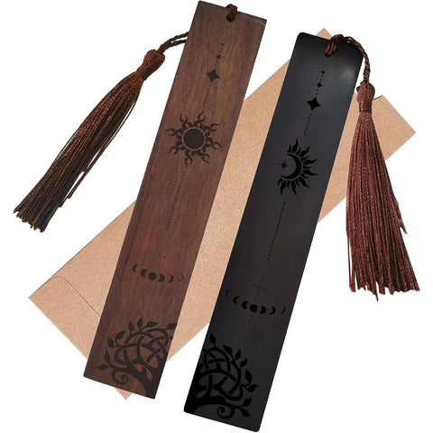 Lesezeichen Holz Sonne & Mond