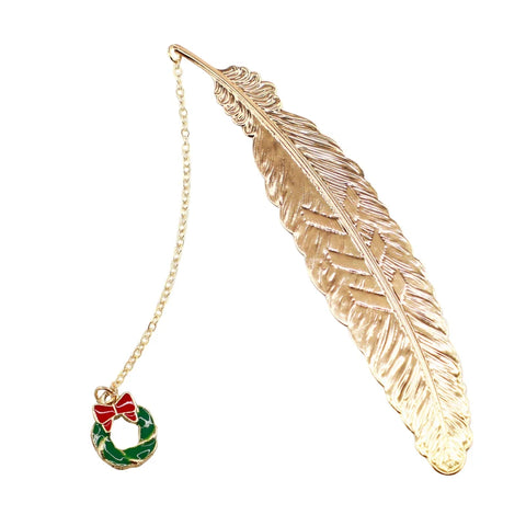 Lesezeichen Weihnachtskranz Goldfeder