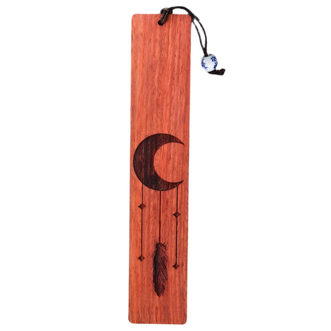 Lesezeichen Holz Mond und Feder