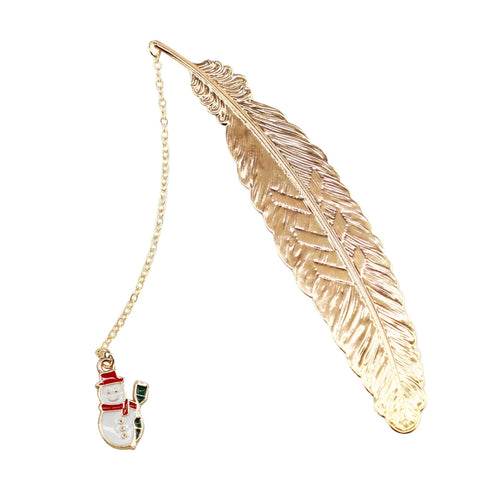 Lesezeichen Schneemann Goldfeder